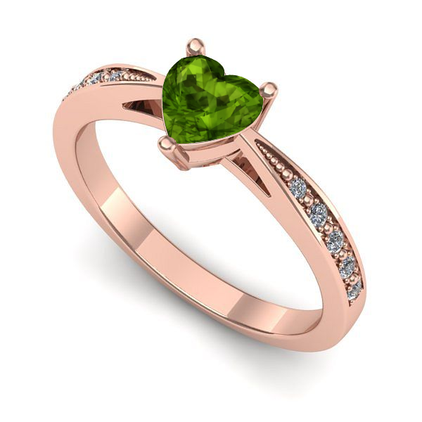 Inel din aur roz cu peridot