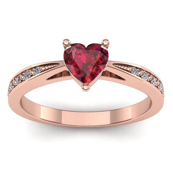 Inel de logodna cu rubin inima