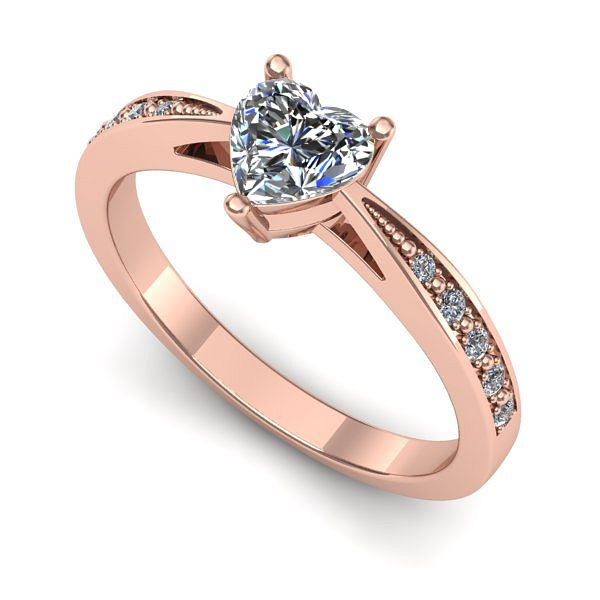 Inel din aur roz cu safir alb