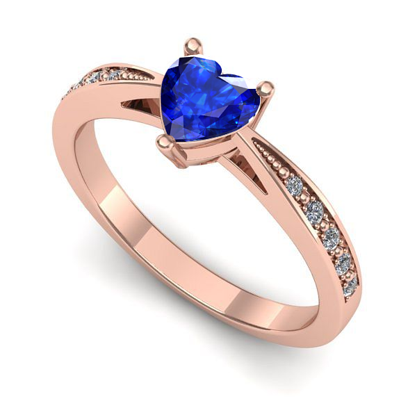 Inel logodna din aur roz cu safir