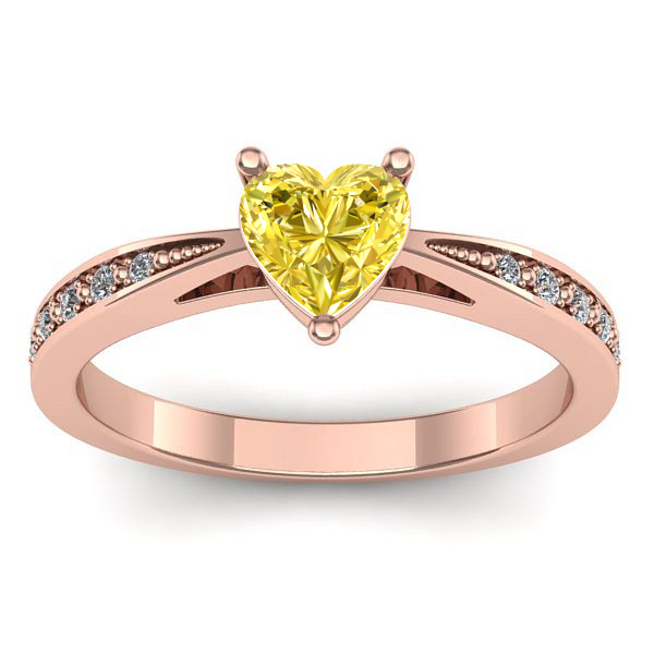 Inel de logodna cu safir galben inima