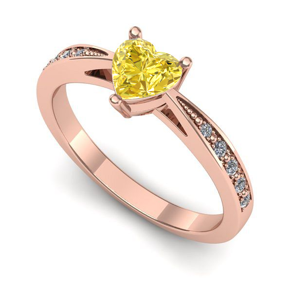 Inel din aur roz cu safir galben