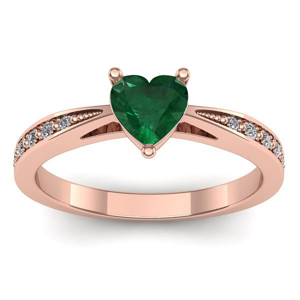 Inel de logodna cu smarald inima