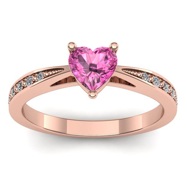 Inel de logodna cu safir roz inima