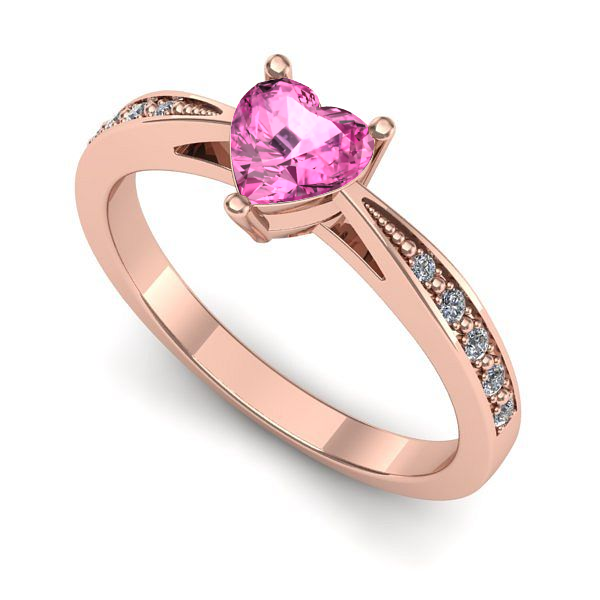 Inel logodna din aur roz cu safir roz