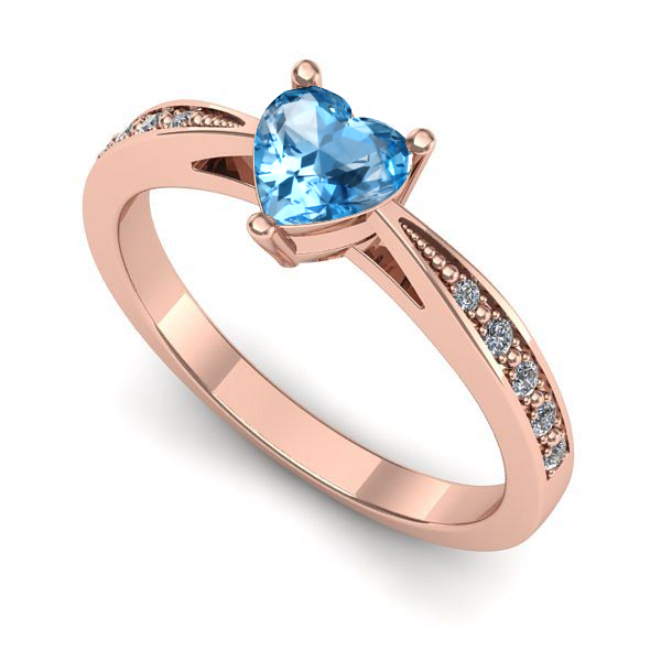 Inel logodna din aur roz cu topaz blue
