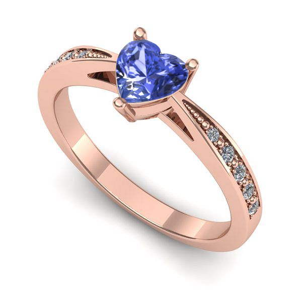 Inel de logodna din aur roz cu tanzanit