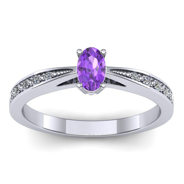 Inel logodna cu ametist oval