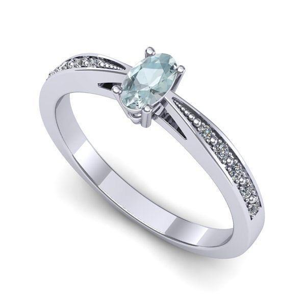 Inel din aur alb cu aquamarin