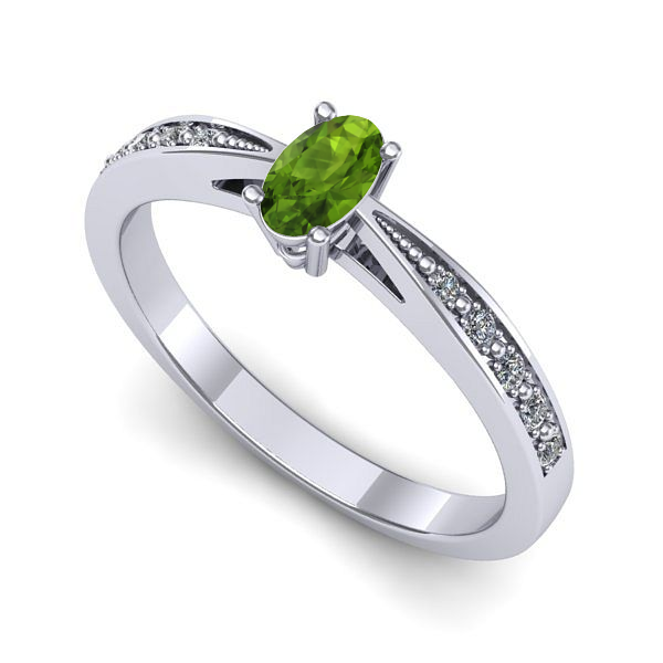 Inel din aur alb cu peridot