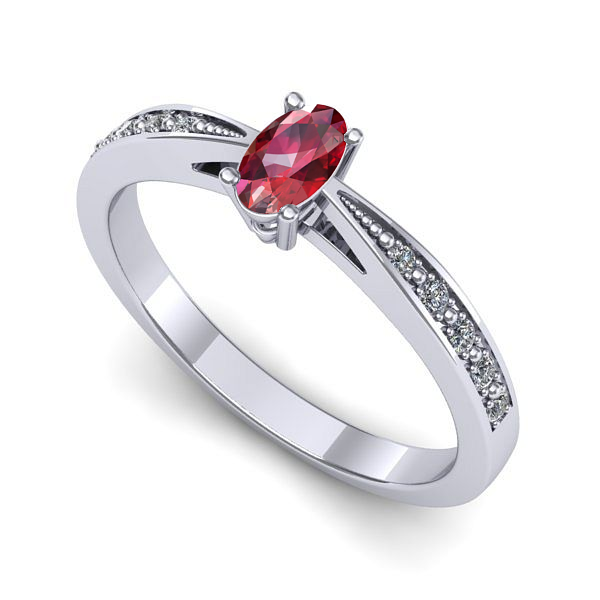 Inel de logodna din aur alb cu rubin