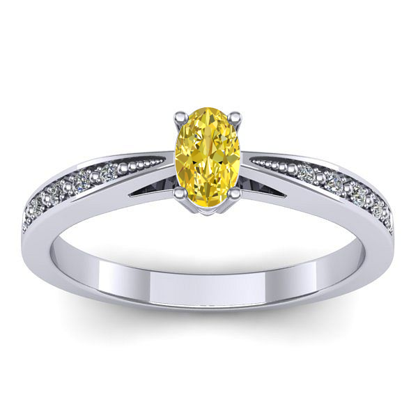 Inel cu safir galben oval
