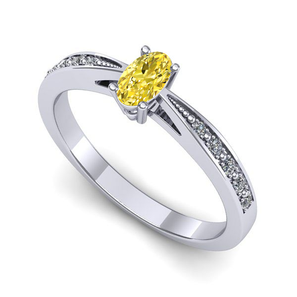 Inel logodna din aur alb cu safir galben