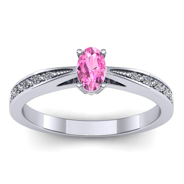 Inel de logodna cu safir roz oval