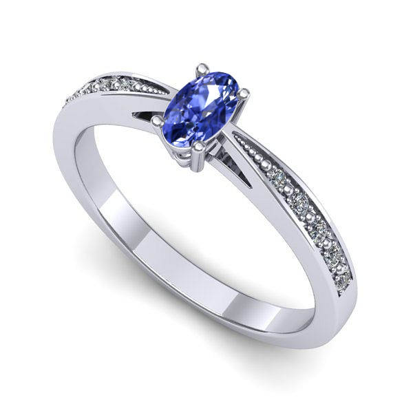 Inel din aur alb cu tanzanit