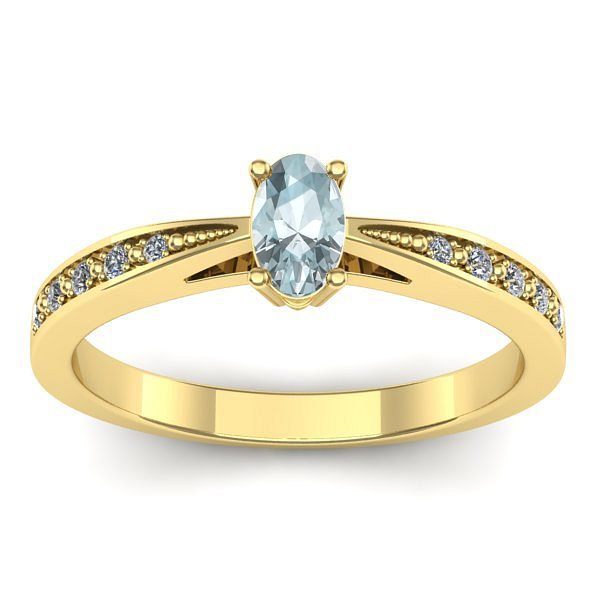 Inel logodna cu aquamarin oval