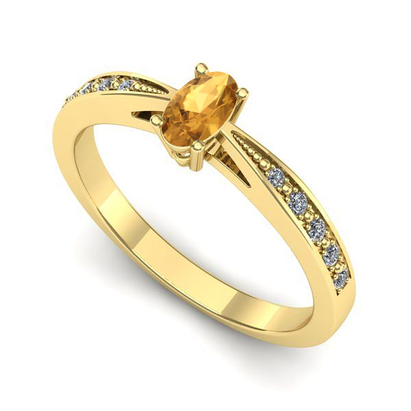 Inel de logodna din aur galben cu citrin