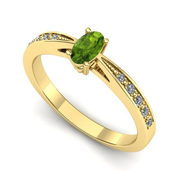 Inel din aur galben cu peridot