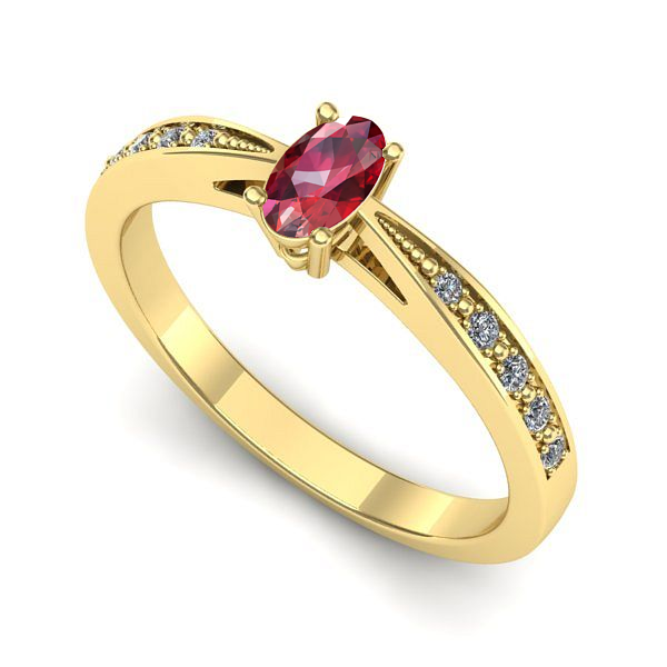 Inel logodna din aur galben cu rubin