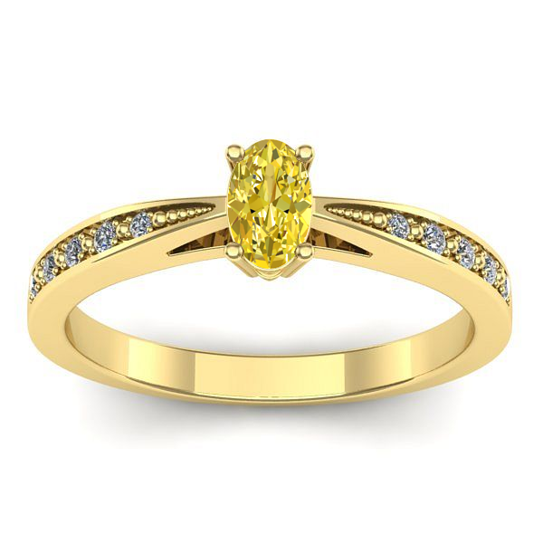 Inel logodna cu safir galben oval