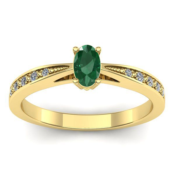 Inel de logodna cu smarald oval