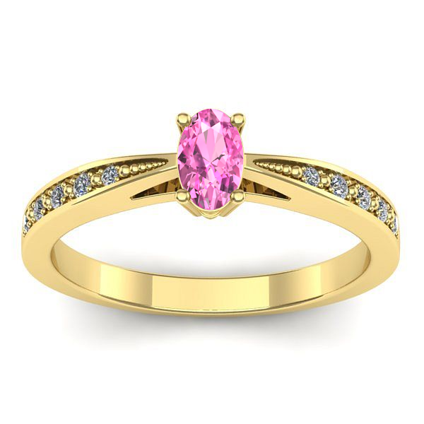 Inel logodna cu safir roz oval