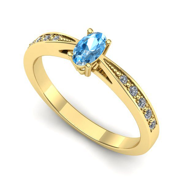 Inel de logodna din aur galben cu topaz blue