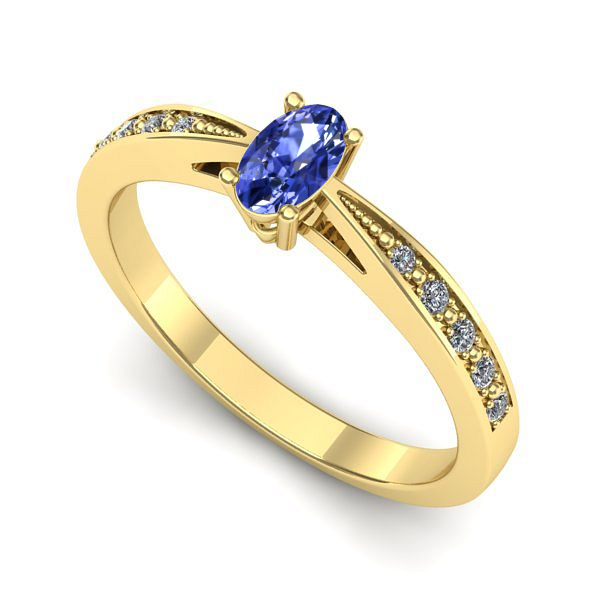 Inel de logodna din aur galben cu tanzanit