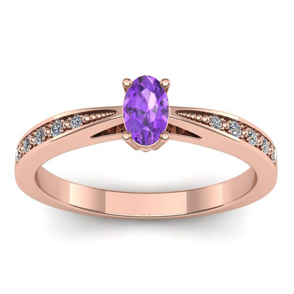 Inel de logodna cu ametist oval
