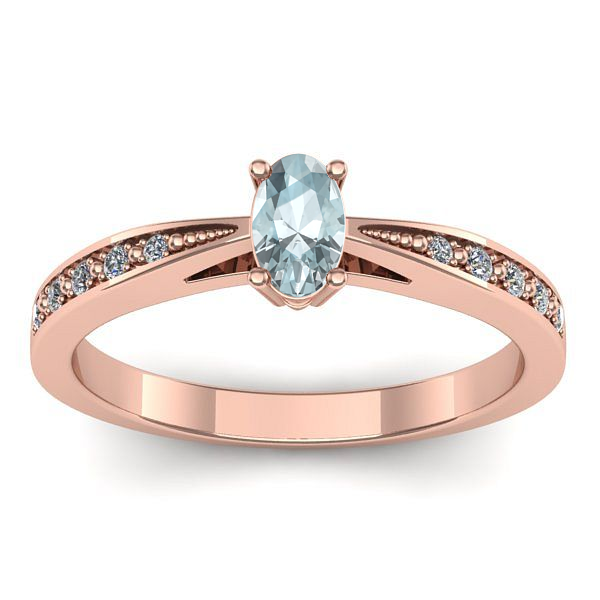 Inel logodna cu aquamarin oval
