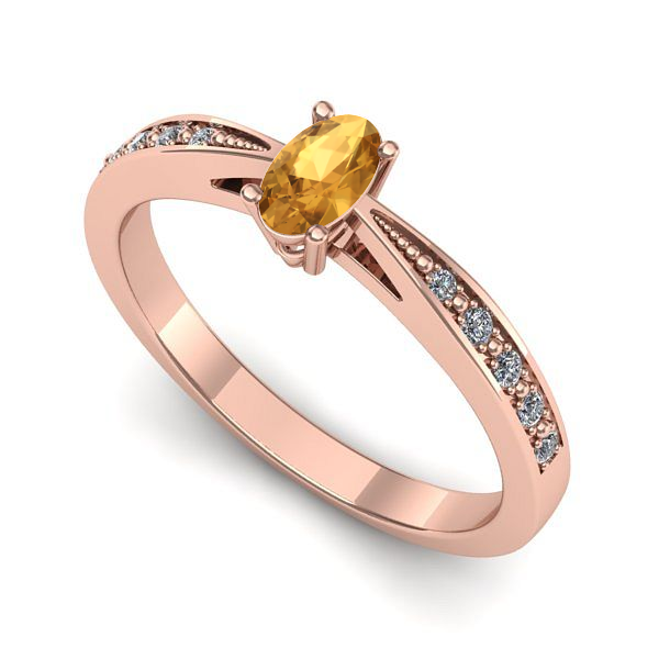 Inel logodna din aur roz cu citrin