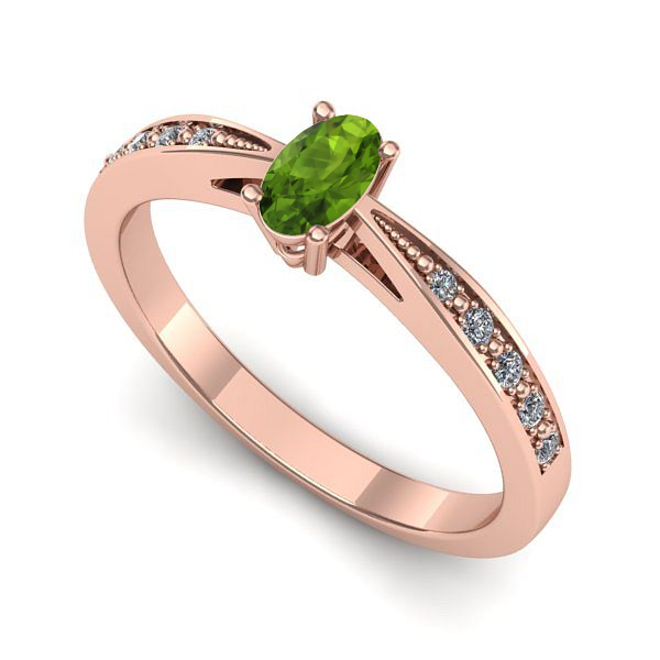 Inel din aur roz cu peridot