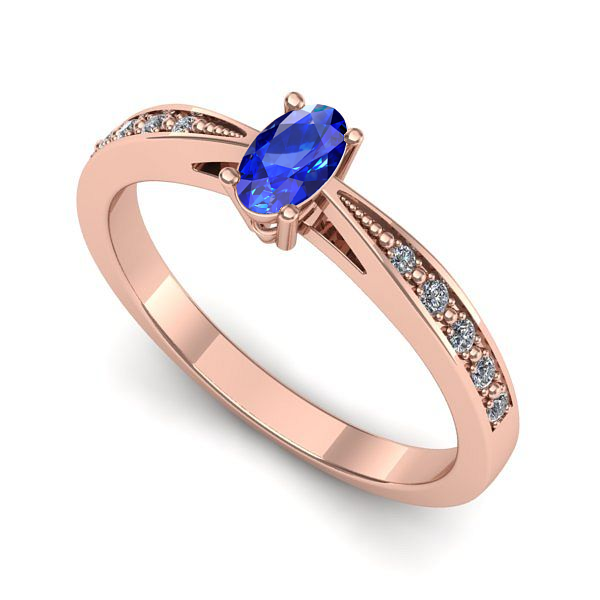 Inel logodna din aur roz cu safir