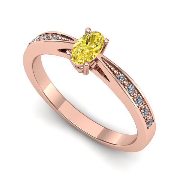 Inel logodna din aur roz cu safir galben