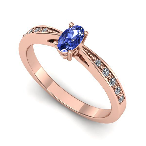 Inel de logodna din aur roz cu tanzanit