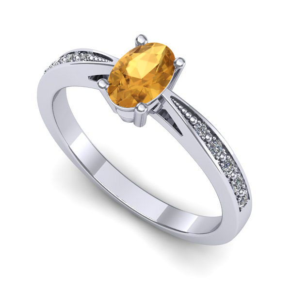 Inel din aur alb cu citrin