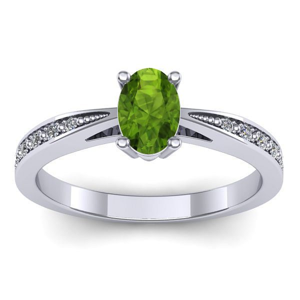 Inel de logodna cu peridot oval