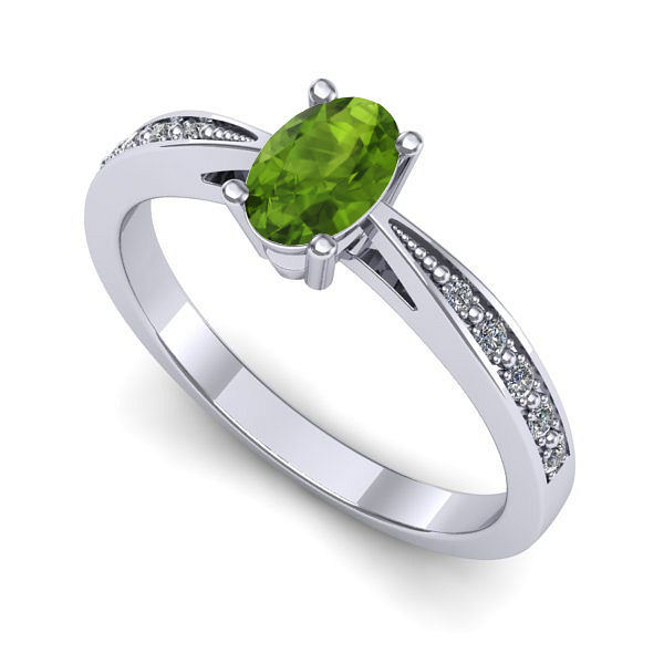 Inel din aur alb cu peridot