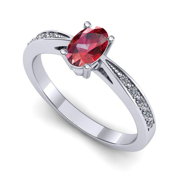 Inel logodna din aur alb cu rubin