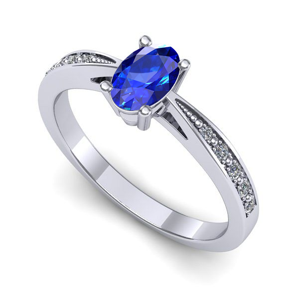 Inel din aur alb cu safir