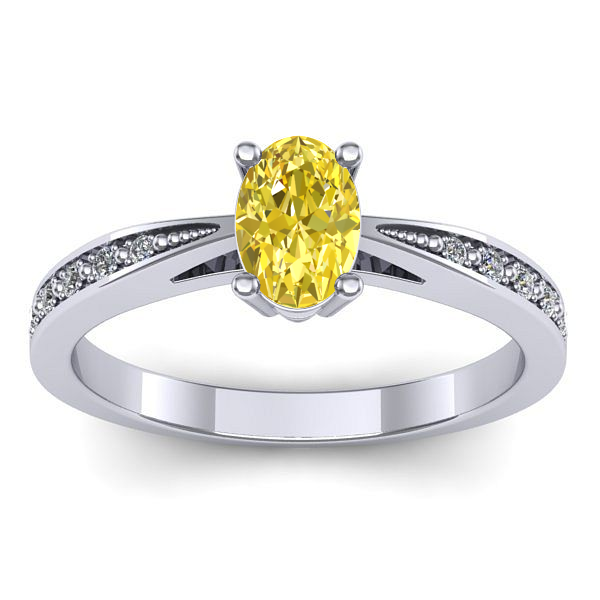 Inel cu safir galben oval