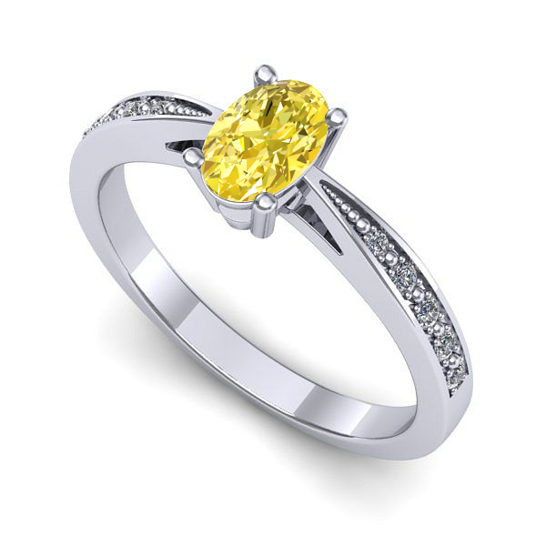 Inel din aur alb cu safir galben