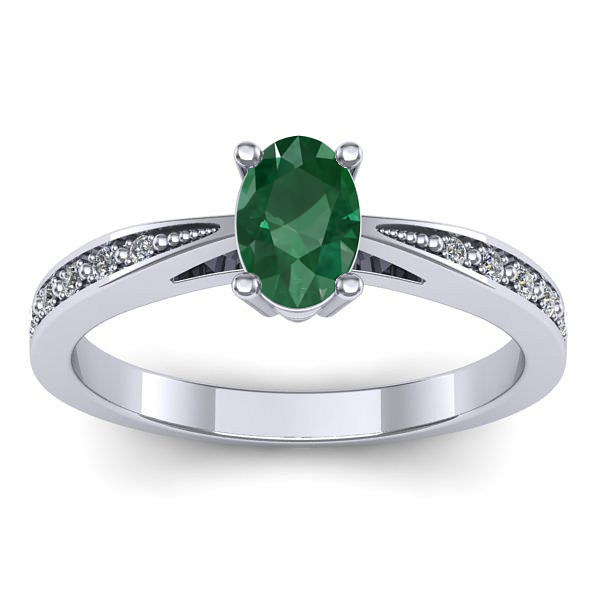 Inel cu smarald oval