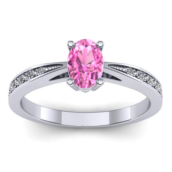Inel cu safir roz oval