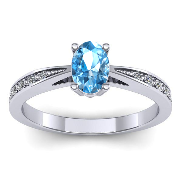 Inel de logodna cu topaz blue oval