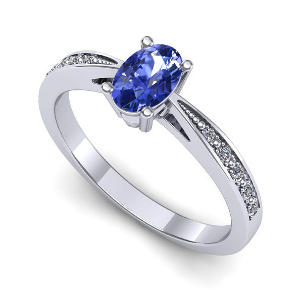 Inel de logodna din aur alb cu tanzanit