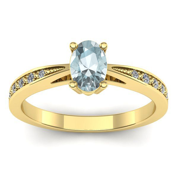 Inel logodna cu aquamarin oval