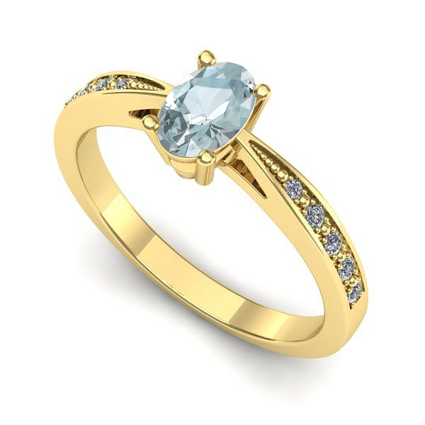 Inel din aur galben cu aquamarin