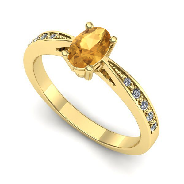 Inel de logodna din aur galben cu citrin