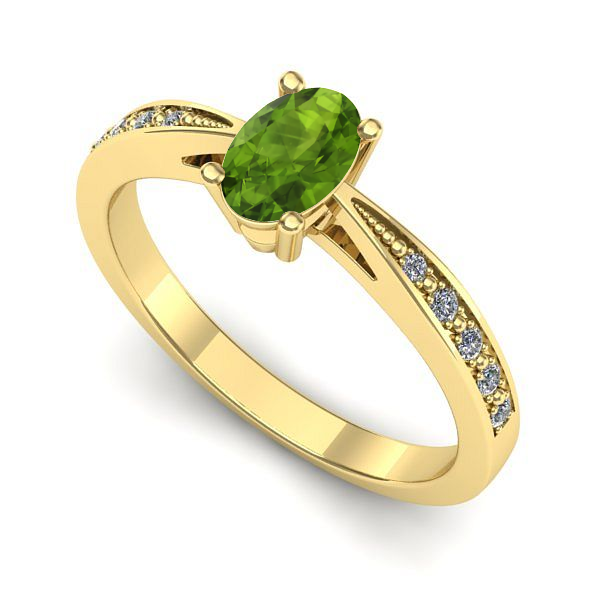 Inel din aur galben cu peridot